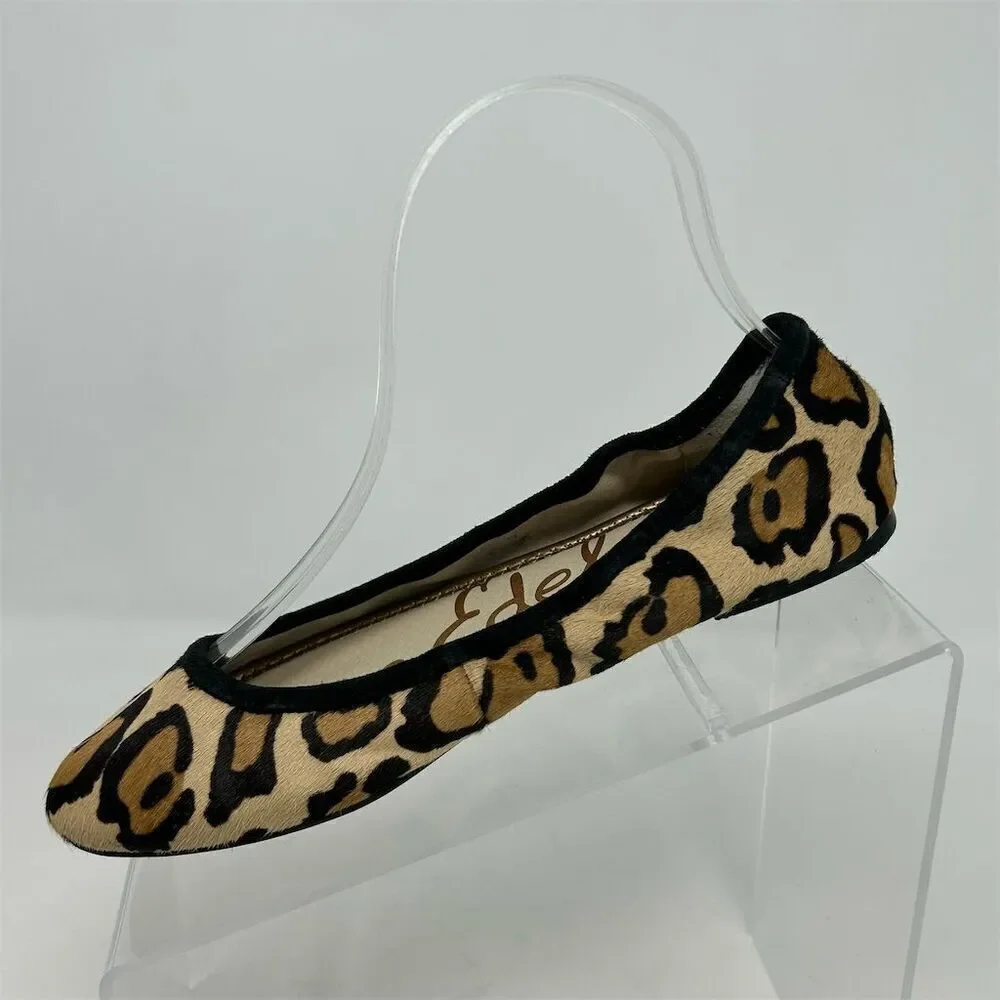 Sam Edelman Women's Leopard Print Leather Ballet Flats Size 6.5 Chic Casual